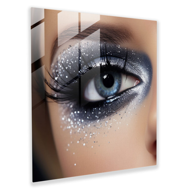 Glitter Glass Print - Silver Sparkling Night Sky - Glitter, Night Sky, Glitter, Sparkling