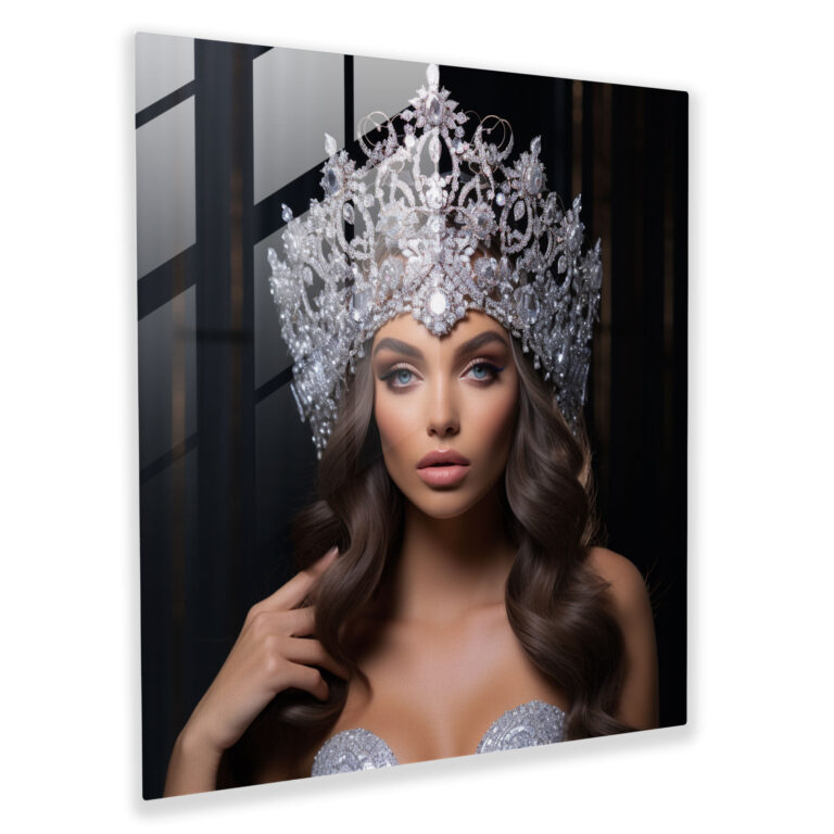 Glitter Crown Glass Wall Art - Glitter, Opulence, Glass Art, Modern Art