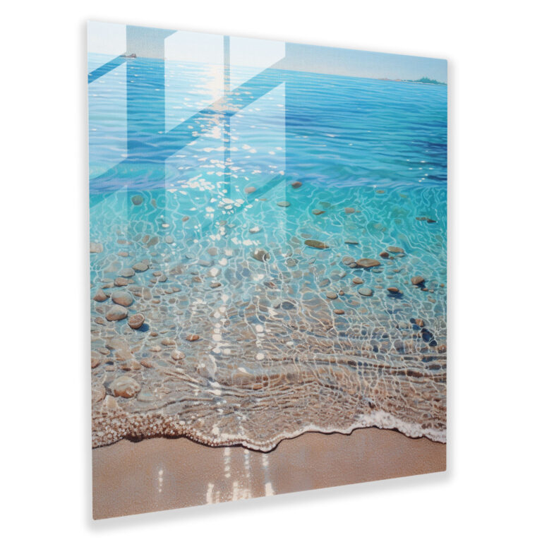 Glitter Beach Glass Print - Glitter, Relaxation, Glass Art, Beach Scene