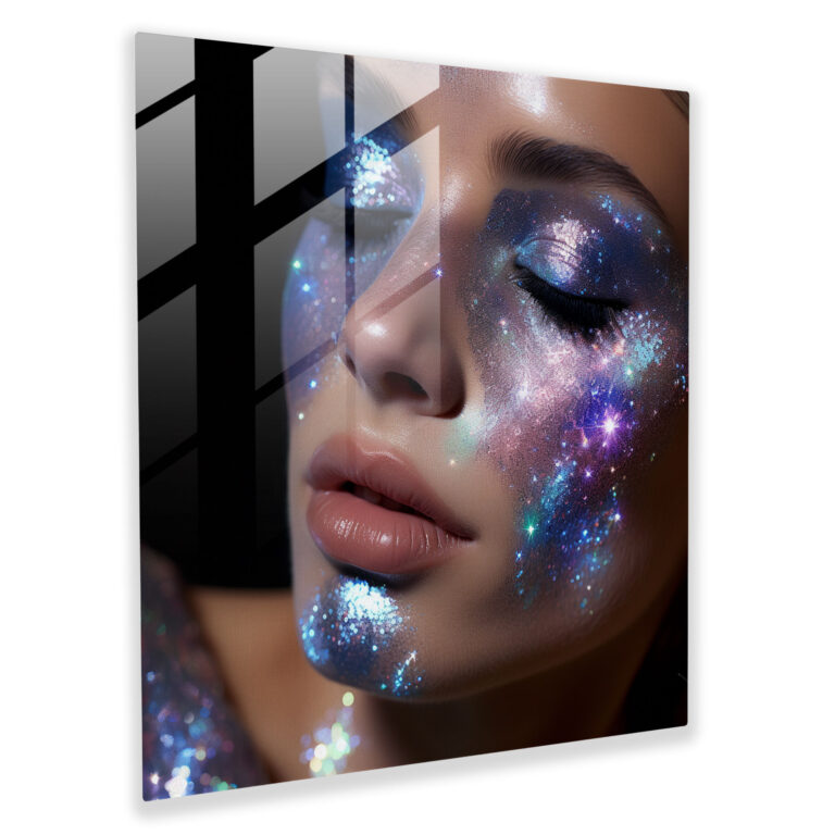 Glitter Galaxy Glass Wall Art - Glitter, Celestial Wonders, Universe, Holographic