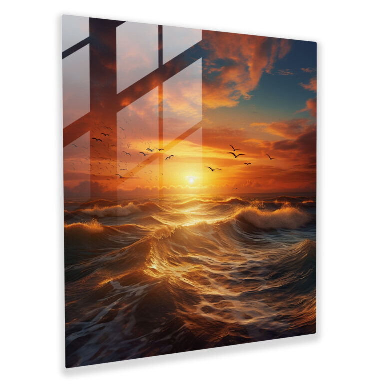 Glittering Sunset Glass Print - Glitter, Glitter, Mesmerizing, Glass Wall Art
