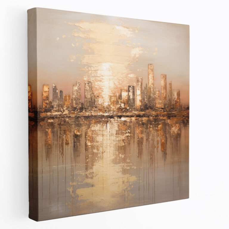 Glitter City Sunset Canvas Print - Glitter, Home Decoration, Wall Art, Sunset