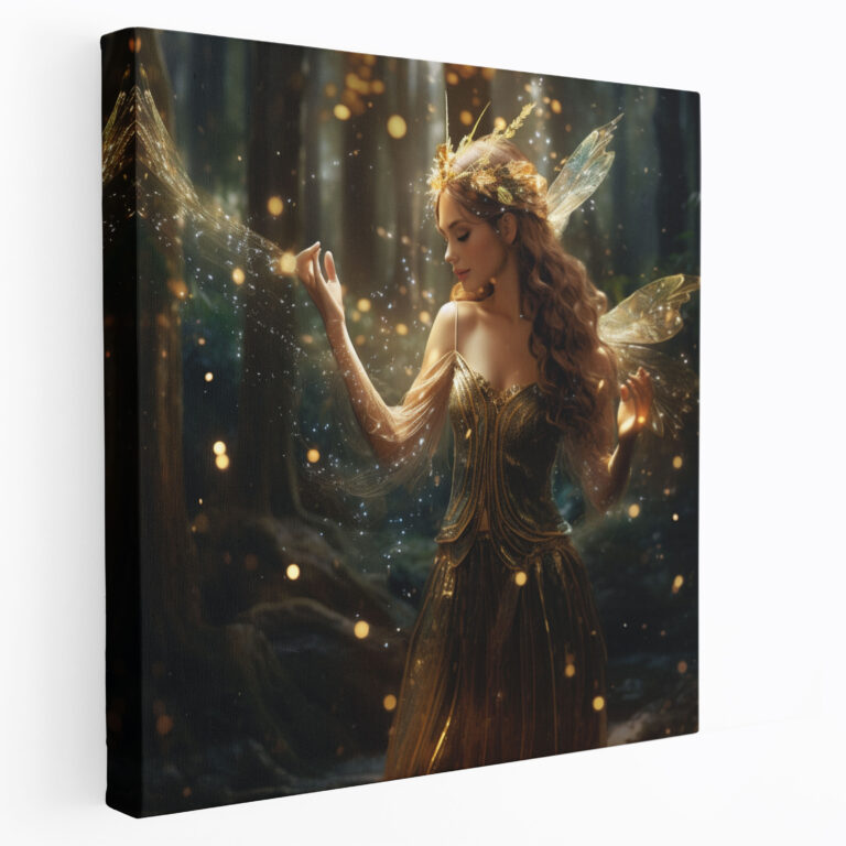 Glitter Wall Art - Enchanting Forest Fairy - Glitter, Magical Forest, Glitter, Canvas Wall Art