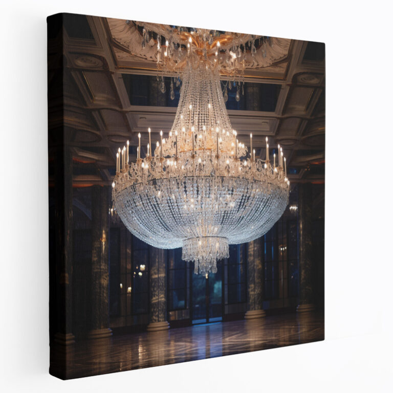 Glitter Canvas Print - Glamorous Ballroom Chandelier - Glitter, Wall Decoration, Canvas, Wall Art