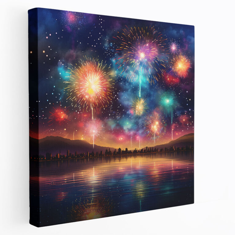Glitter Canvas Print - Firework Spectacular - Glitter, Wall Decoration, Festive, Vibrant Atmosphere