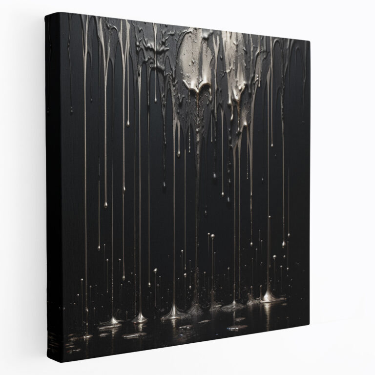 Glitter Wall Art - Silver Drip Canvas Print - Glitter, Delicate, Visual Effect, Elegant