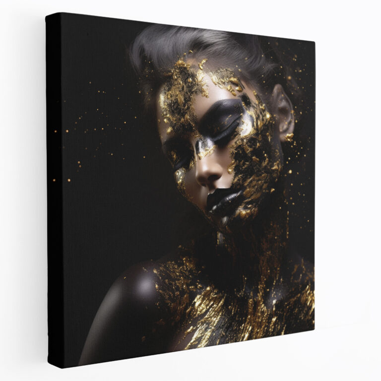 Glitter Canvas Print - Black & Gold Explosion Wall Art - Glitter, Dramatic, Canvas Print, Black