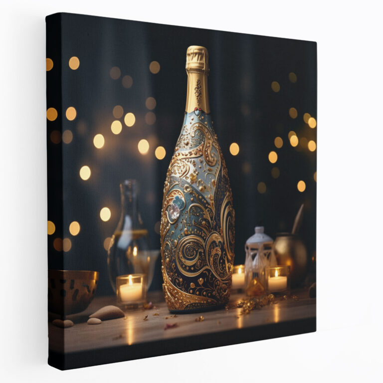 Glitter Wall Decoration - Golden Champagne Canvas Print - Glitter, Canvas Print, Luxurious, Wall Decoration