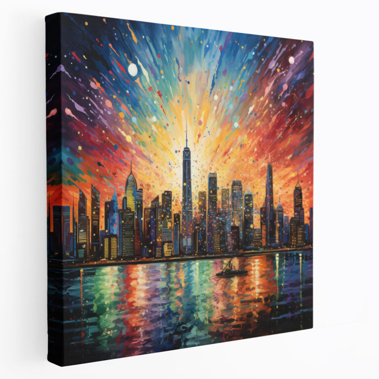 Multicolored Glitter Cityscape Canvas Print - Glitter, Multicolored, Excitement, Glitter