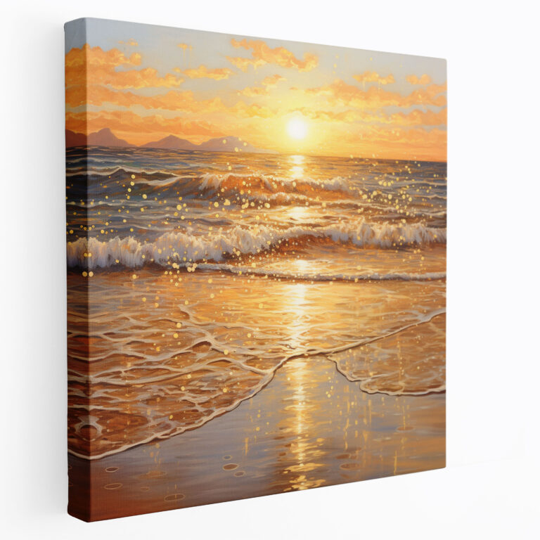 Golden Glitter Beach Sunset Canvas Print - Glitter, Golden, Tranquility, Beach-Themed