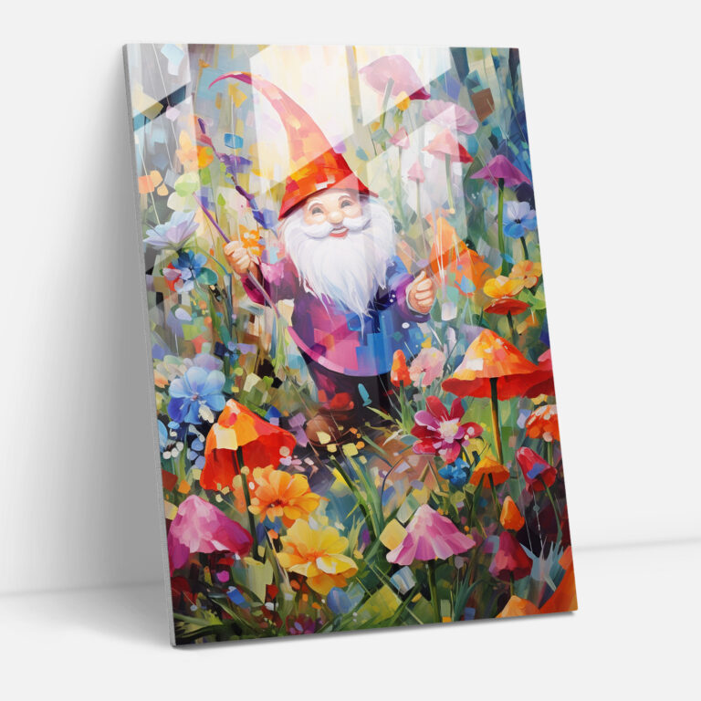 Gnome Glass Print - Gnome, Garden, Modern Art, Glass Wall Art