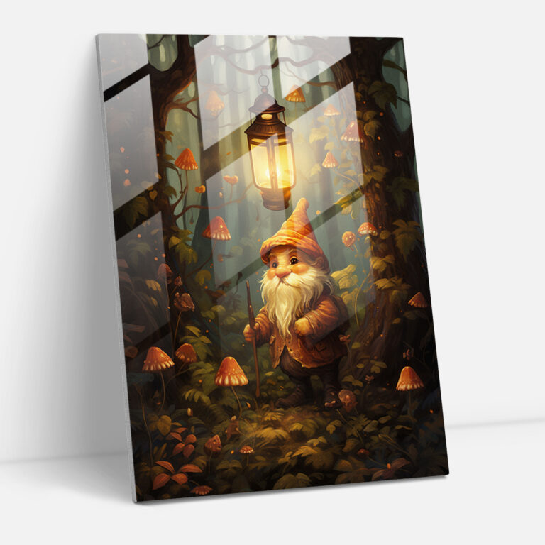 Magical Gnome Glass Print - Gnome, Wall Decoration, Gnome, Enchanting