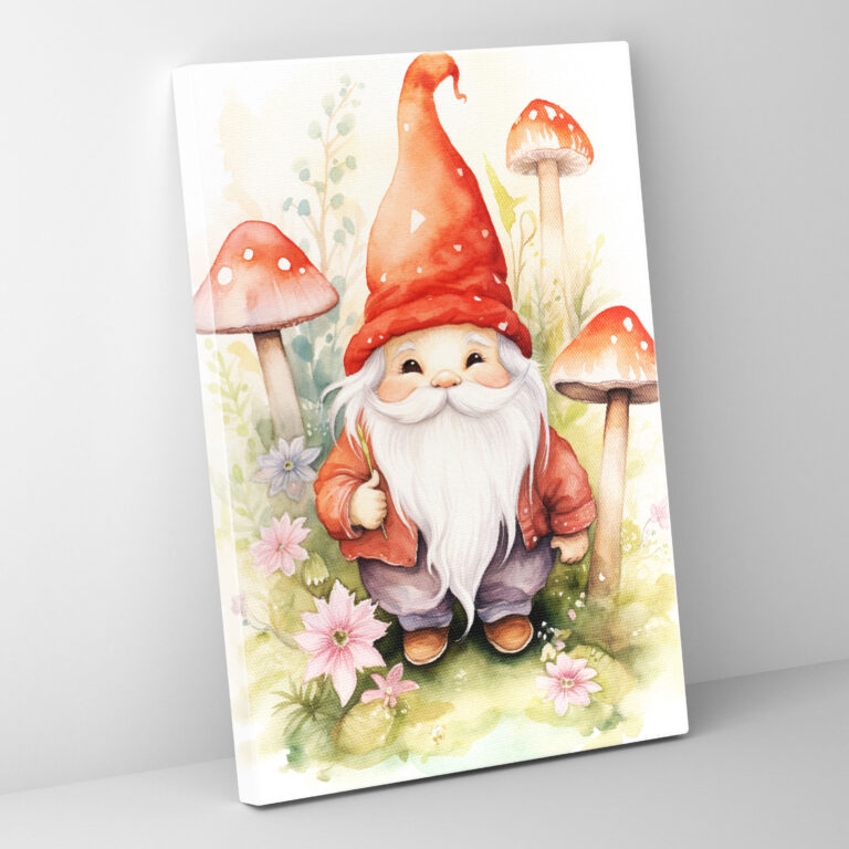 Gnome Canvas Print - Whimsical Watercolor Illustration - Gnome, Gnome, Canvas Wall Art, Watercolor Illustration