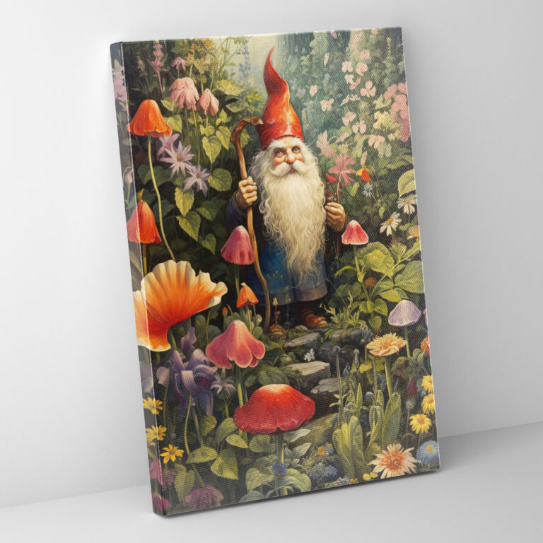 Gnome Wall Art - Vintage Retro Illustration - Gnome, Canvas Wall Art, Gardening, Wall Art