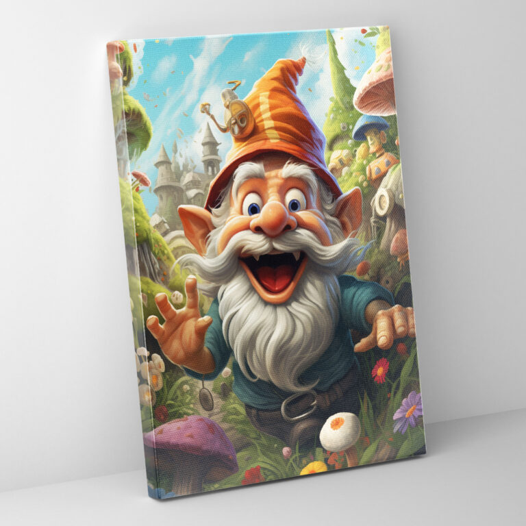 Gnome Wall Art - Whimsical Cartoon Illustration - Gnome, Wall Art, Mischievous Antics, Home Decoration