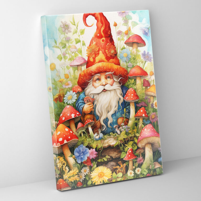 Gnome Canvas Print - Gnome, Vibrant, Gnome, Enchantment