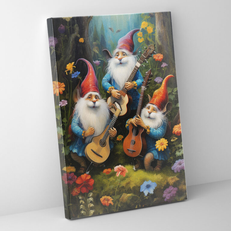 Whimsical Gnome Canvas Print - Gnome, Vibrant, Musical Instruments, Gnome