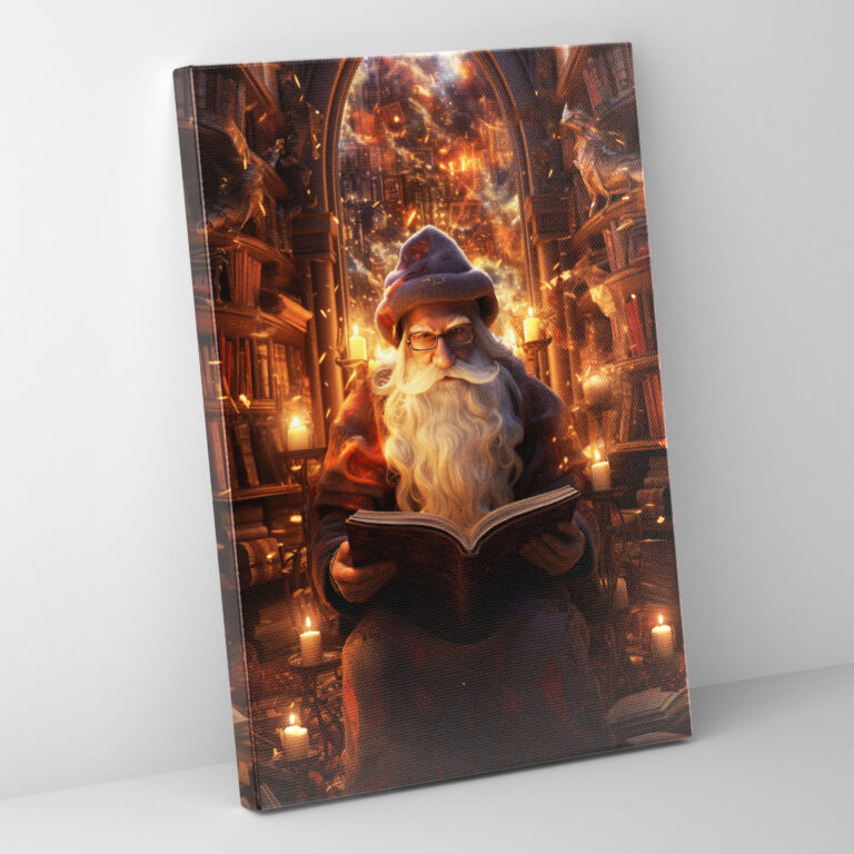 Gnome Canvas Print - Fantasy-Inspired Digital Wall Art - Gnome, Home Decoration, Gnome, Mystical Library