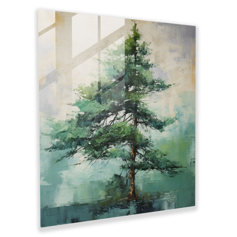 Green Pine Contemporary Glass Print - Green Pine, Green Pine, Glass Art, Glass Print