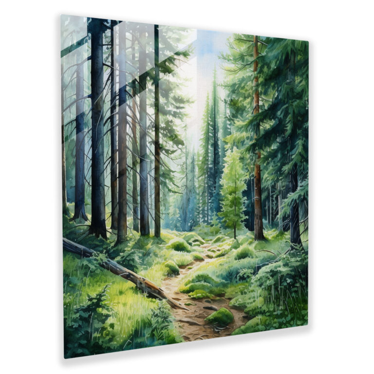 Green Pine Forest Glass Print - Green Pine, Glass Print, Wall Decoration, Green Pine