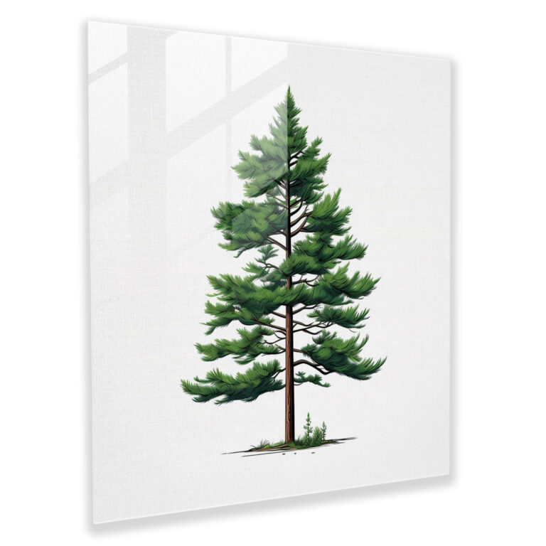 Minimalistic Green Pine Glass Print - Green Pine, Glass Wall Art, Glass Art, Home Decoration