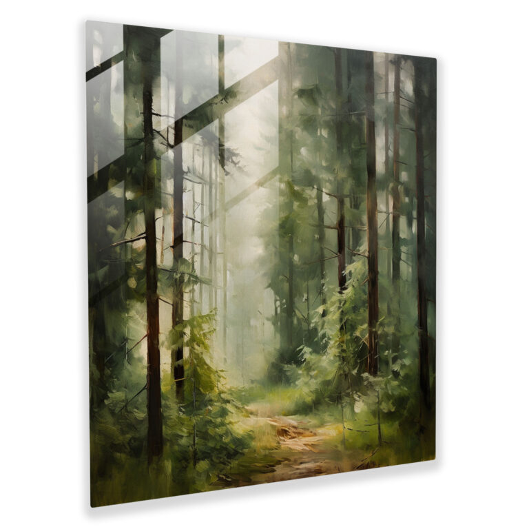 Dreamy Green Pine Glass Print - Green Pine, Wall Decoration, Glass Wall Art, Green Pine