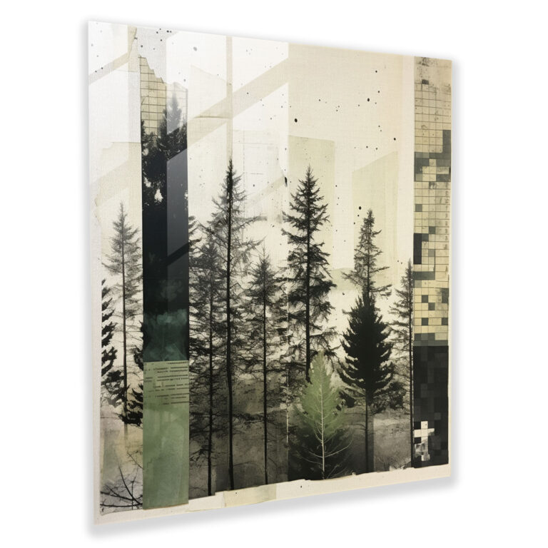 Monochrome Green Pine Glass Print - Green Pine, Glass Art, Wall Decoration, Modern Art