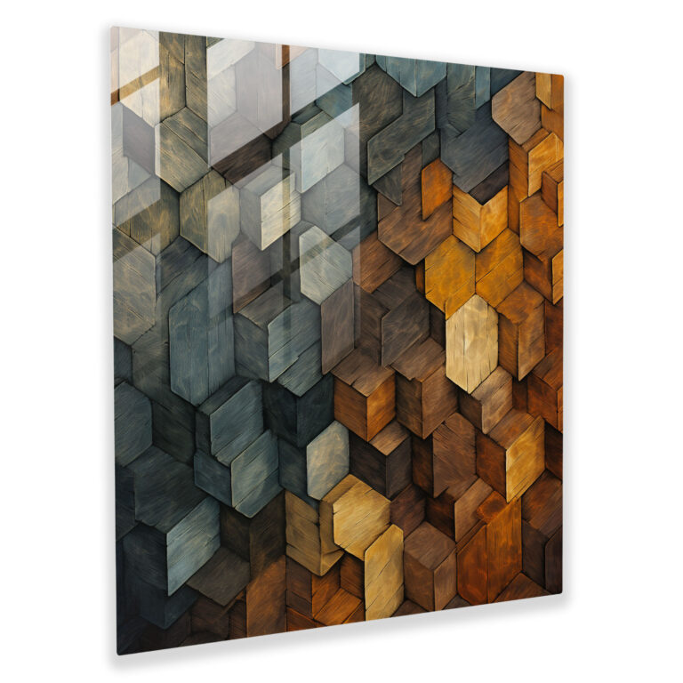 Green Pine Geometric Glass Print - Green Pine, Glass Wall Art, Modern Art, Abstract Pattern