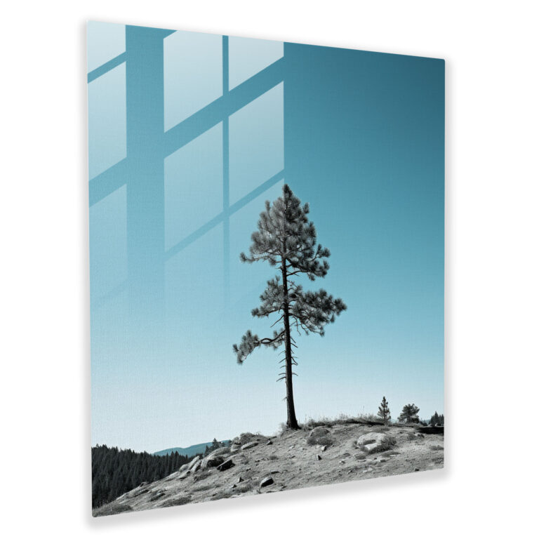 Green Pine Minimalist Glass Print - Green Pine, Green Pine Tree, Home Decoration, Glass Wall Art