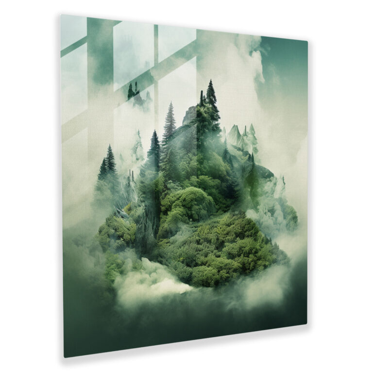 Green Pine Mixed Media Glass Print - Green Pine, Wall Decoration, Green Pine, Photography