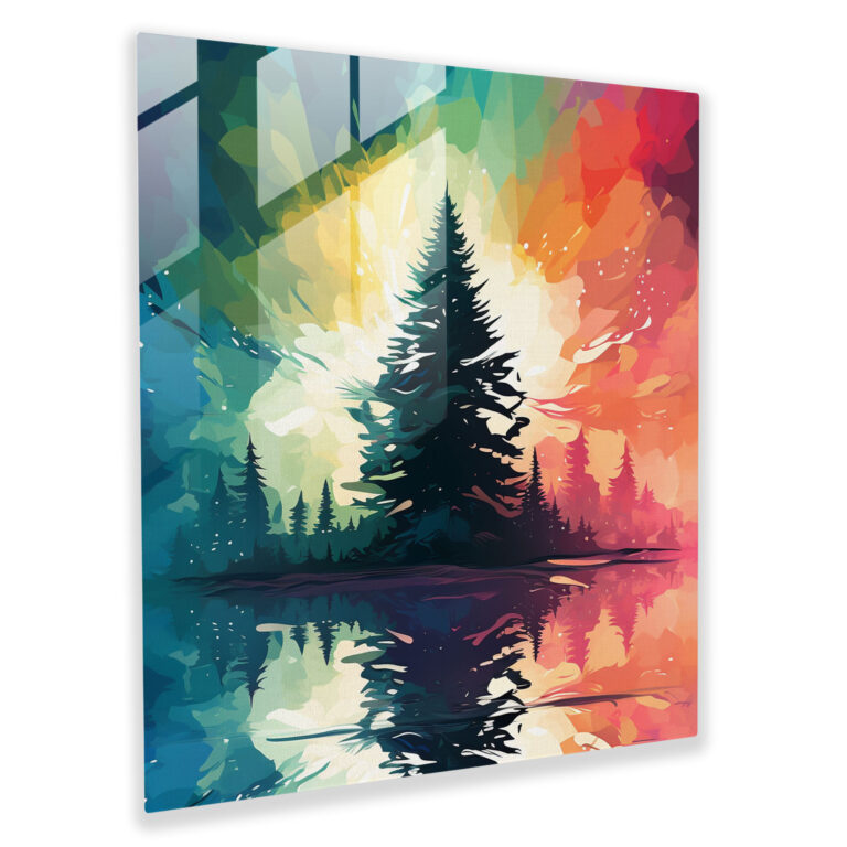 Green Pine Graphic Glass Print - Green Pine, Glass Print, Home Decoration, Silhouette