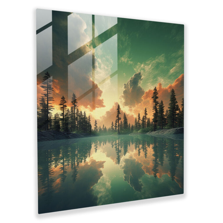 Dreamlike Green Pine Glass Print - Green Pine, Wall Decoration, Green Pine, Glass Wall Art