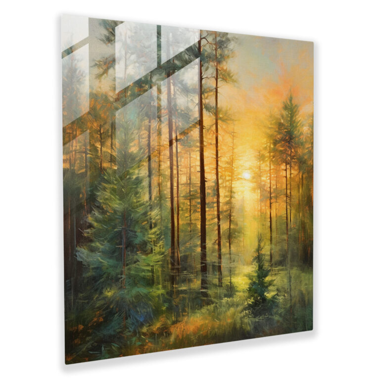 Pastel Pine Forest Glass Print - Green Pine, Modern Art, Glass Art, Glass Wall Art