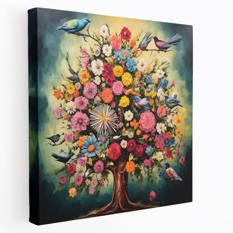 Green Pine Wall Decoration - Green Pine, Canvas, Flowers, Wall Decoration