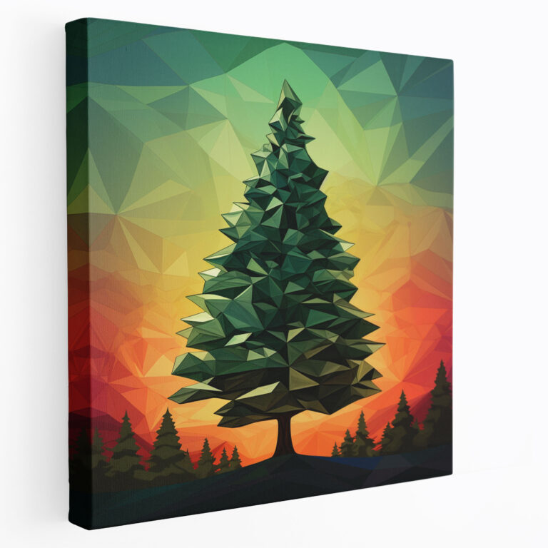 Green Pine Wall Decoration - Green Pine, Home Decoration, Modern Digital Illustration, Canvas Wall Art