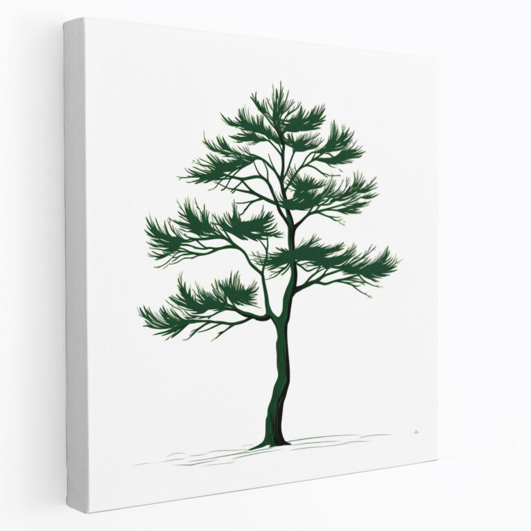 Green Pine Wall Art - Green Pine, Home Decoration, Canvas Wall Art, White Background