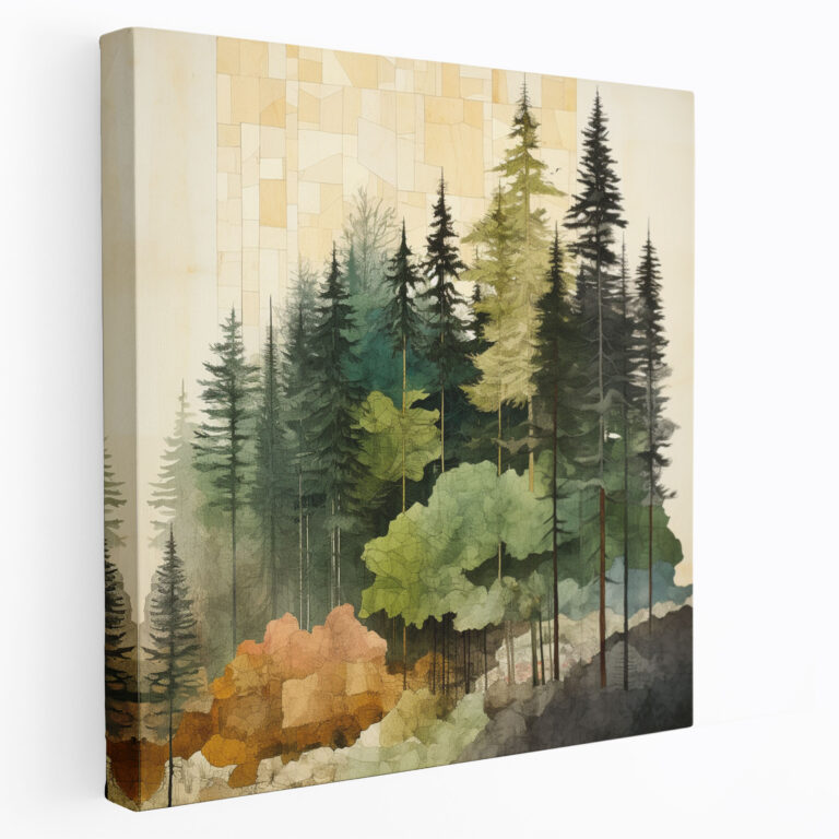 Green Pine Wall Decoration - Green Pine, Various Shades Of Green, Collage Artwork, Different Seasons