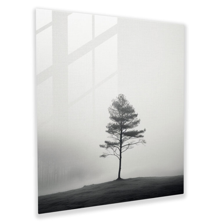 Gray Foggy Forest Glass Print - Gray, Glass Wall Art, Wall Decoration, Glass Art