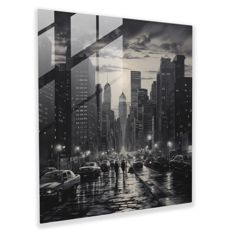 Gray Cityscape Glass Print - Gray, Gray Theme, Glass Print, Glass Wall Art