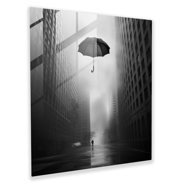 Gray Dreamscape Glass Print - Gray, Modern Art, Surrealism, Wall Decoration
