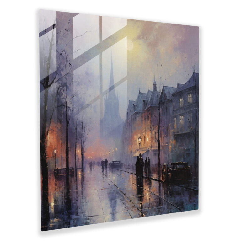 Gray Fog Glass Print - Gray, Elegant, Home Decoration, Foggy Cityscape