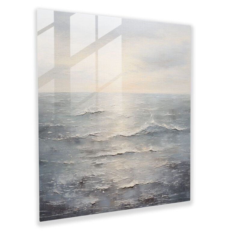 Gray Seascape Glass Print - Gray, Wall Decoration, Relaxation, Gray Theme