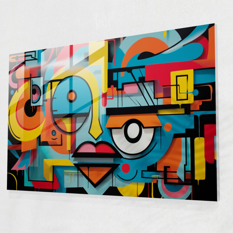 Abstract Graffiti Glass Wall Art - Graffiti, Glass Print, Glass Art, Bold Colors