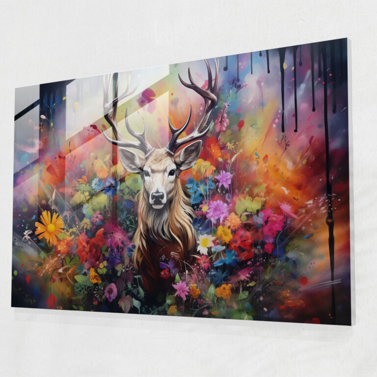 Graffiti Glass Print - Vibrant Nature Scene - Graffiti, Home Decoration, Wall Decoration, Modern Art