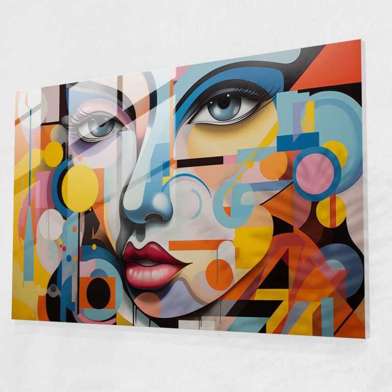 Graffiti Glass Print - Mosaic Of Geometric Shapes - Graffiti, Graffiti, Glass Wall Art, Geometric Shapes