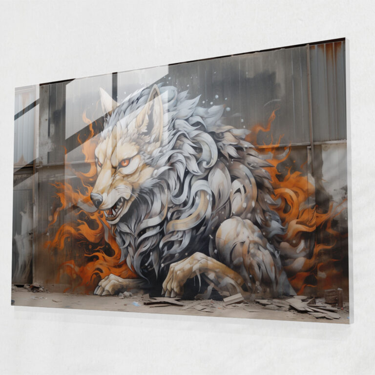 Urban Jungle Glass Print - Graffiti, Wild Animals, Vibrant, Glass Art