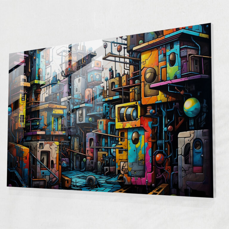 Vibrant Graffiti Glass Wall Art - Urban Cityscape - Graffiti, Energetic, Urban Art, Glass Print
