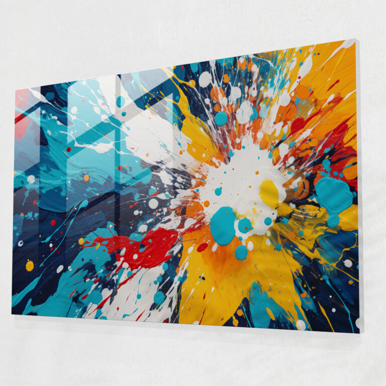 Abstract Graffiti Glass Wall Art - Vibrant Paint Splatters - Graffiti, Paint Splatters, Colorful, Wall Decoration