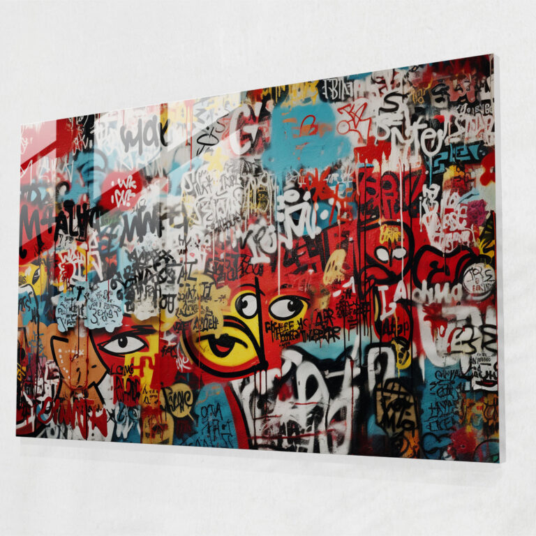 Graffiti Glass Wall Art - Bold Street Tags - Graffiti, Home Decoration, Concrete Wall, Wall Decoration
