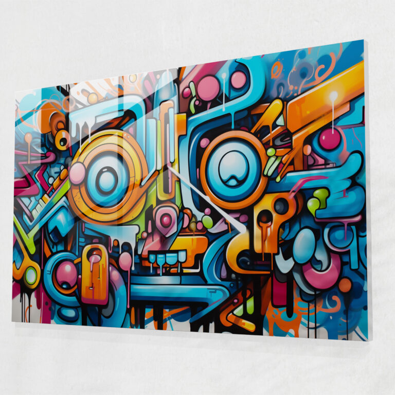 Graffiti Glass Print - Abstract Visual Fiesta - Graffiti, Graffiti, Glass Print, Glass Art